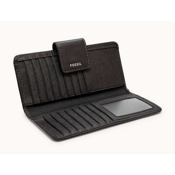 New Fossil Madison Slim Clutch Wallet Leather Black - Picture 2 of 2